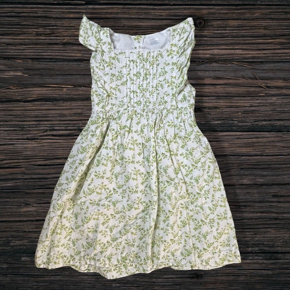Edgehill Collection Green Floral Pintuck Cotton Dress Girls 6X Cottagecore